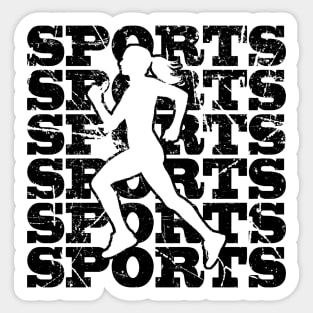 Sports Woman with distressed black text Sticker